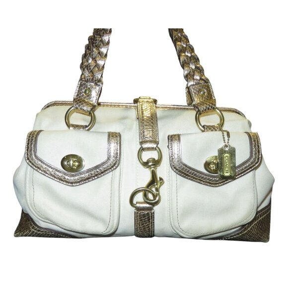 COACH 2006 Legacy Daphne Limited Edition Canvas Vachetta Python Leather Satchel - Picture 1 of 16